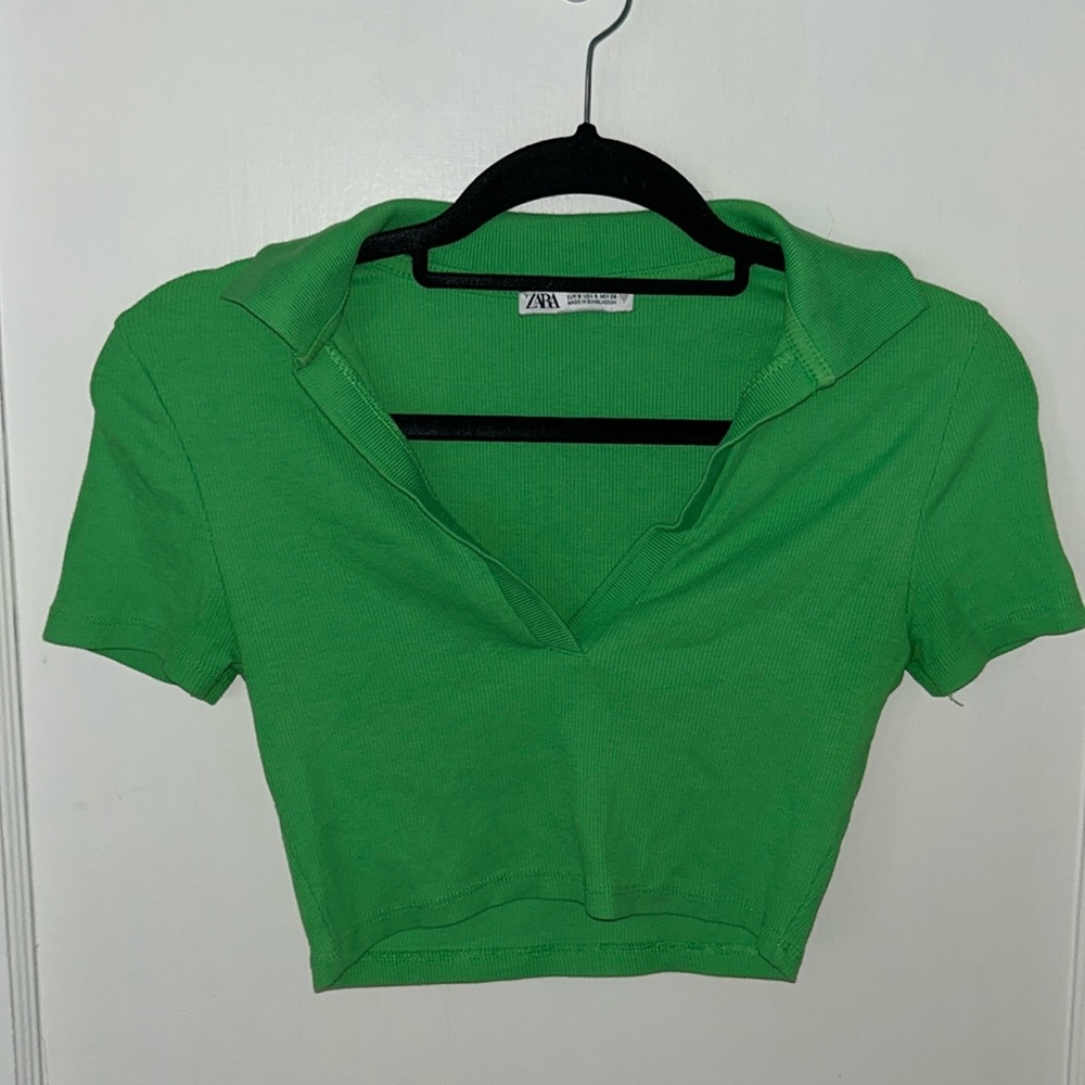 ZARA COLLARED CROPPED TEE